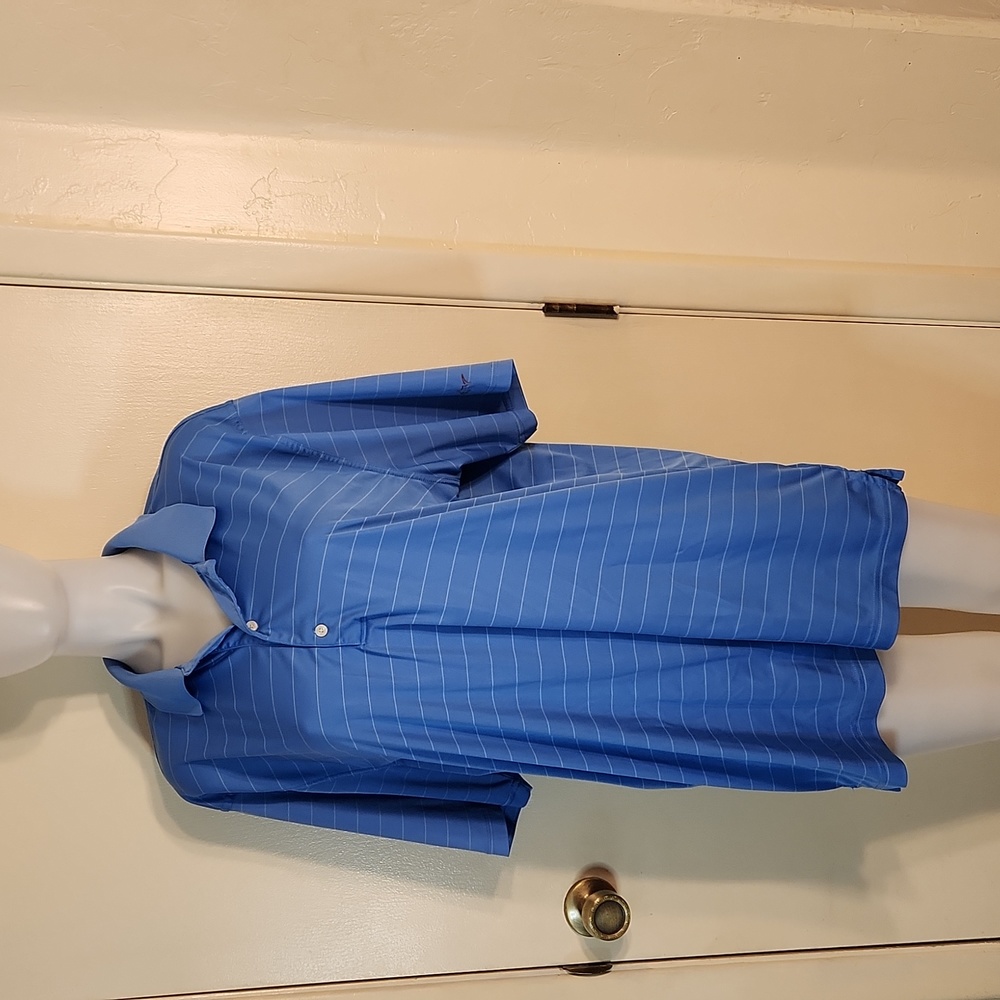 Greg Norman PGA Men's ML75 Micro Lux "Play Dry "Pin Striped Polo Size XL Blue